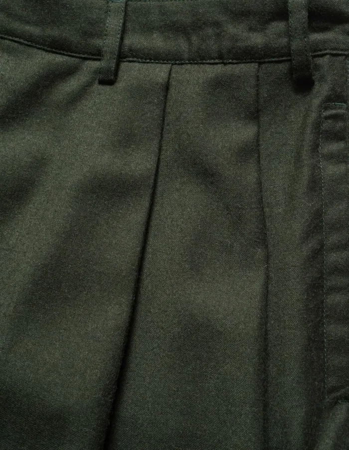 Maharishi Track Pants 6058 Asymmetrical Wool Pleated Pants Dark Olive 8211 Men