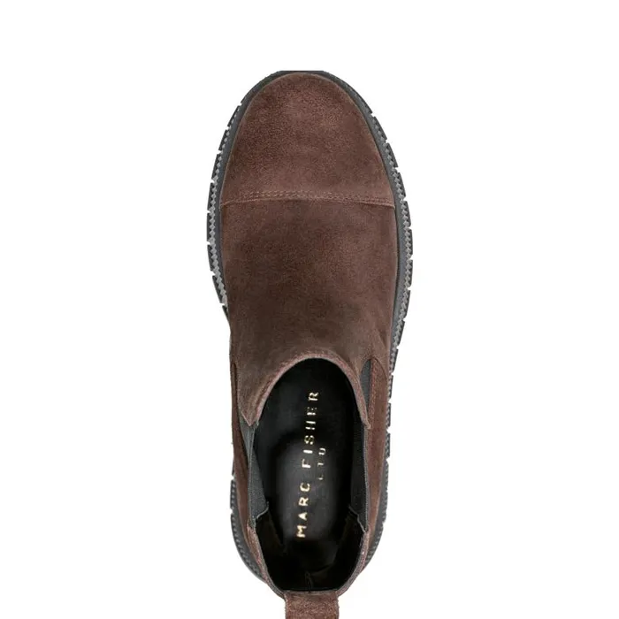 Marc Fisher Booties Women Bermida Lug Sole Bootie Dark Brown Suede