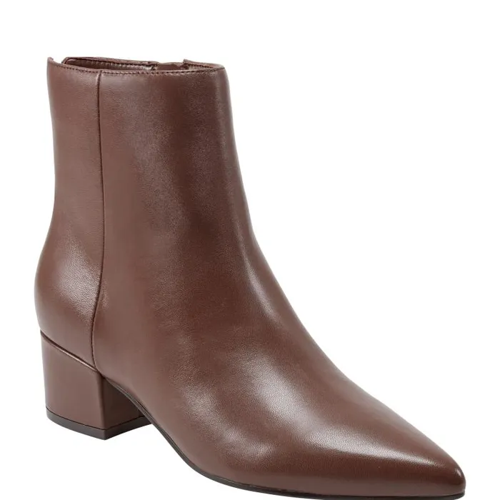 Marc Fisher Booties Women Leonna Ankle Bootie Dark Brown Leather