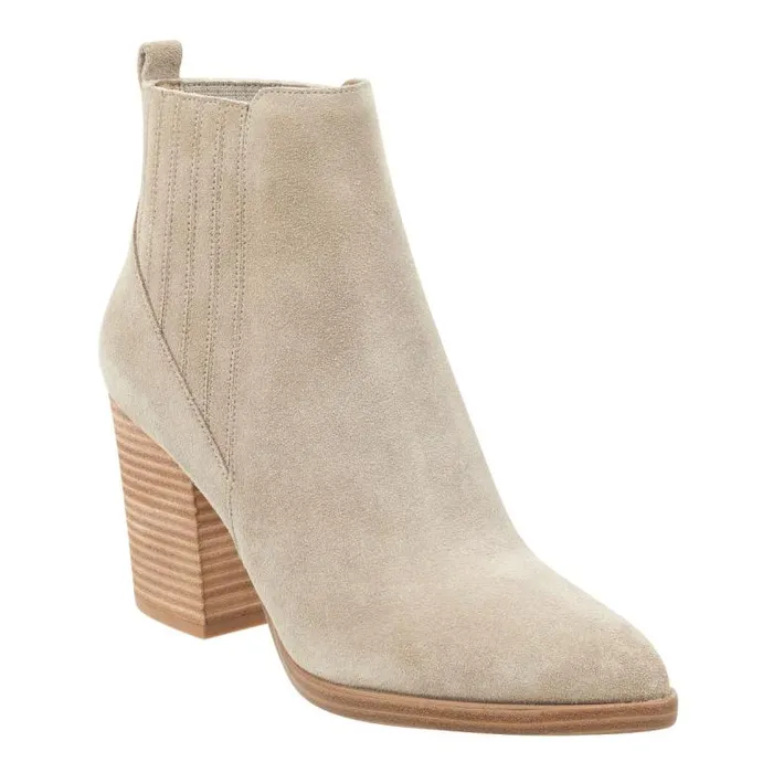 Marc Fisher Boots and Booties Women Alva Pointy Toe Bootie Light Natural Suede
