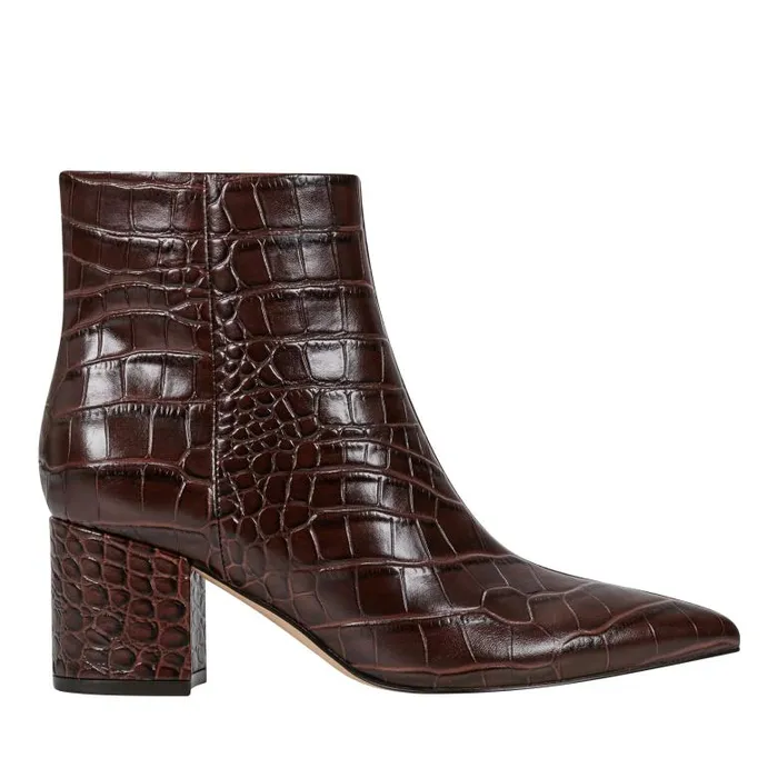 Marc Fisher Boots and Booties Women Jarli Pointy Ankle Bootie Brown Croco Leather Marc Fisher Boots and Booties Women Jarli Pointy Ankle Bootie Brown Croco Leather
