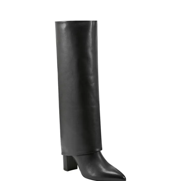 Marc Fisher Boots and Booties Women Leina Block Heel Pointy Toe Dress Boot Black