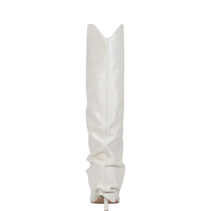 Marc Fisher Boots and Booties Women Nairine Foldover Dress Boot White Leather