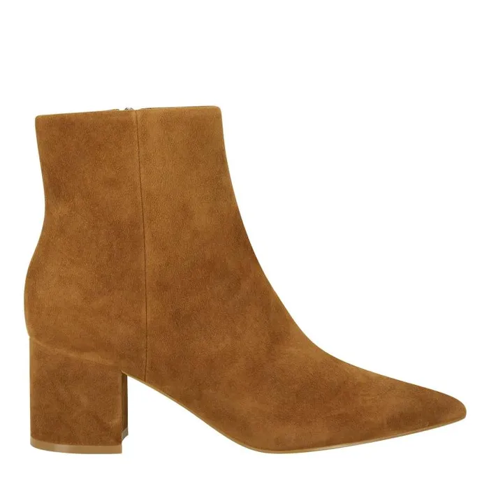 Marc Fisher Casual Boots Women Jarli Pointy Ankle Bootie Brown Suede