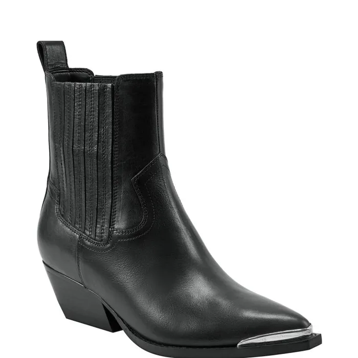 Marc Fisher Casual Boots Women Pryce Western Bootie Black Leather