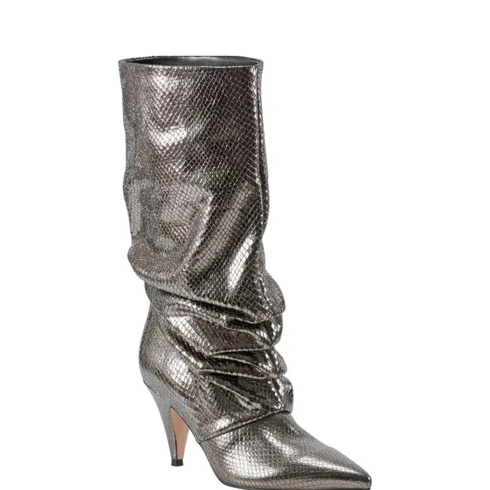 Marc Fisher Dress Boots Women Paityn Scrunch Dress Boot Pewter Leather