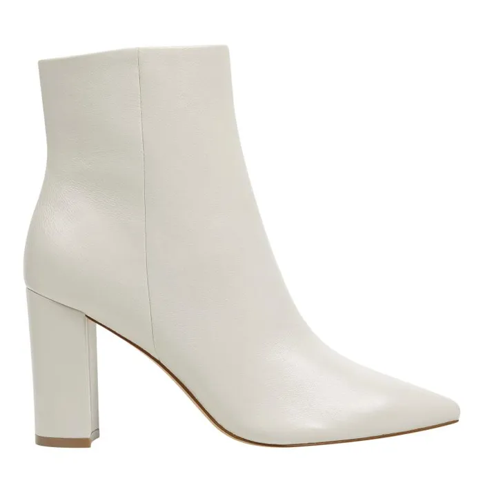 Marc Fisher Dress Boots Women Ulani Heeled Bootie Ivory Leather
