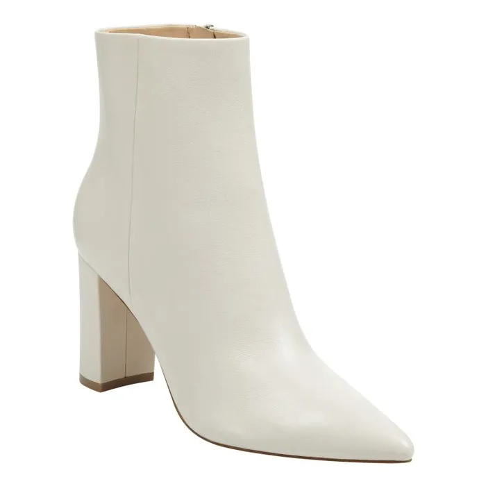 Marc Fisher Dress Boots Women Ulani Heeled Bootie Ivory Leather