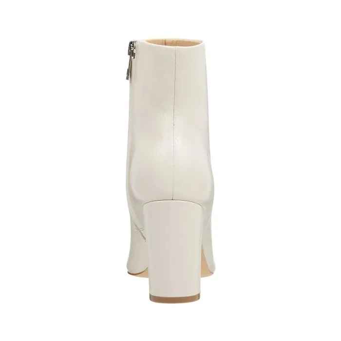 Marc Fisher Dress Boots Women Ulani Heeled Bootie Ivory Leather