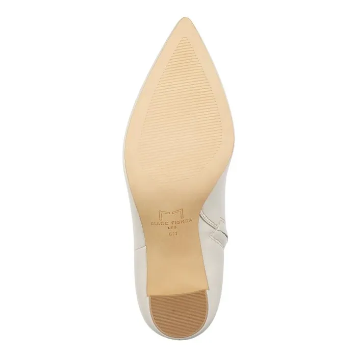 Marc Fisher Dress Boots Women Ulani Heeled Bootie Ivory Leather