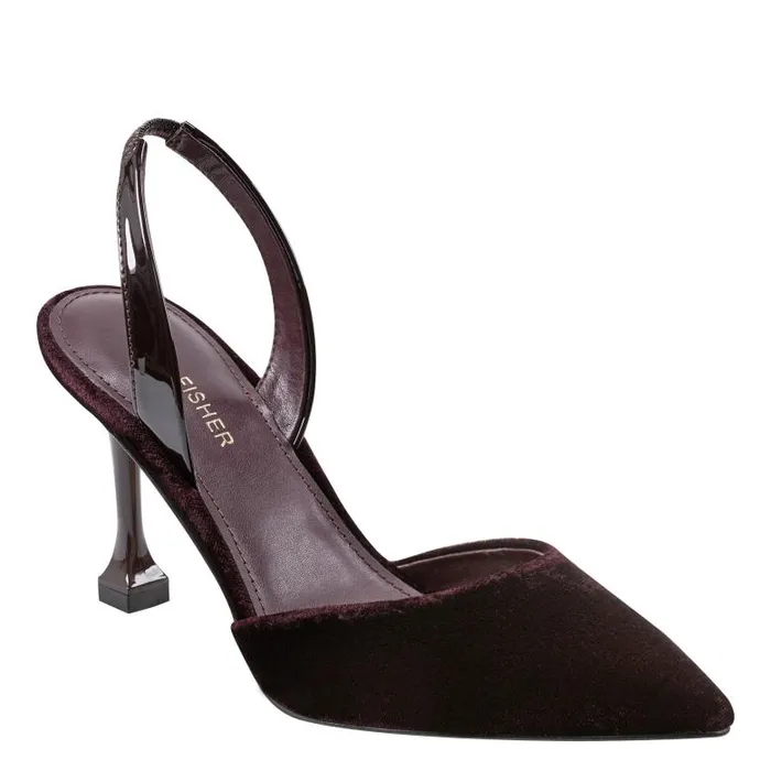 Marc Fisher Heels and Pumps Women Hadya Slingback Pump Dark Red Velvet
