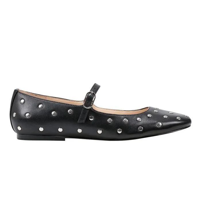 Marc Fisher Loafers and Flats Women Elizza Mary Jane Ballet Flat Black Leather