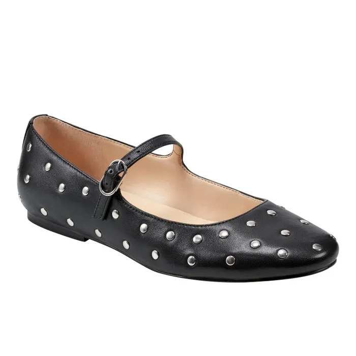 Marc Fisher Loafers and Flats Women Elizza Mary Jane Ballet Flat Black Leather