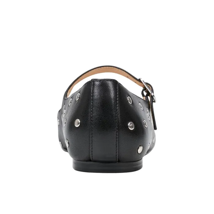 Marc Fisher Loafers and Flats Women Elizza Mary Jane Ballet Flat Black Leather