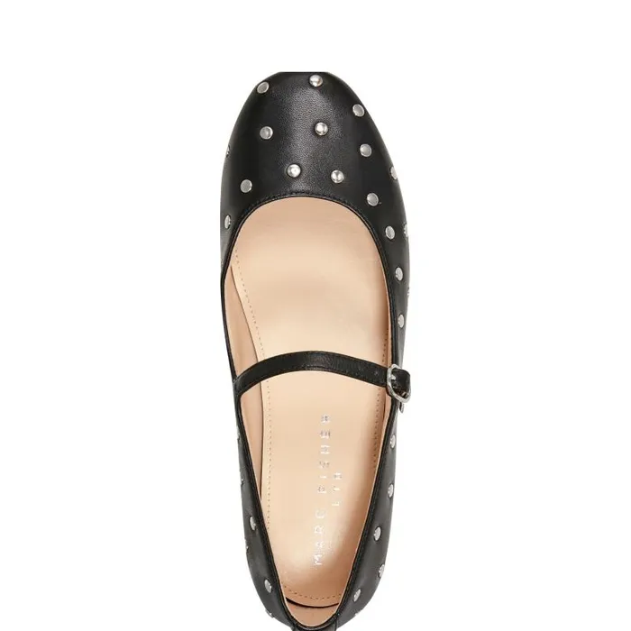 Marc Fisher Loafers and Flats Women Elizza Mary Jane Ballet Flat Black Leather