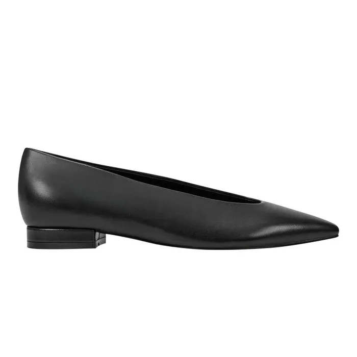 Marc Fisher Loafers and Flats Women Gunner Pointed Toe Flat Black Leather
