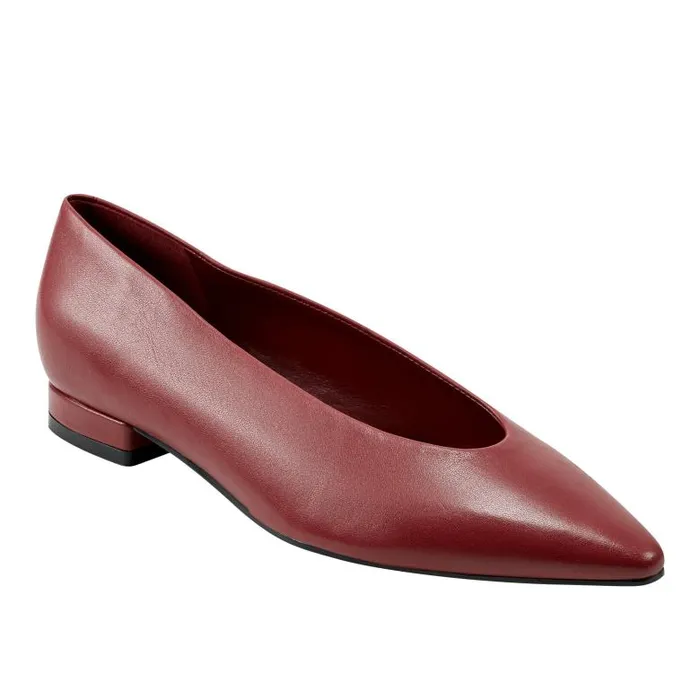 Marc Fisher Loafers and Flats Women Gunner Pointed Toe Flat Red Leather