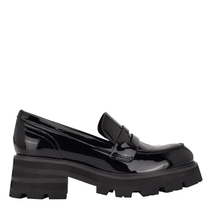 Marc Fisher Loafers and Flats Women Latika Lug Sole Loafer Black Patent