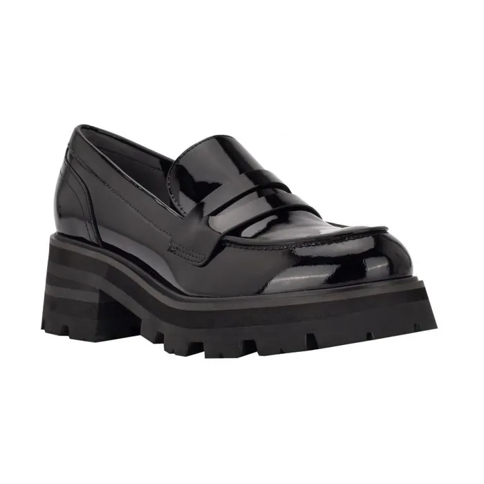Marc Fisher Loafers and Flats Women Latika Lug Sole Loafer Black Patent