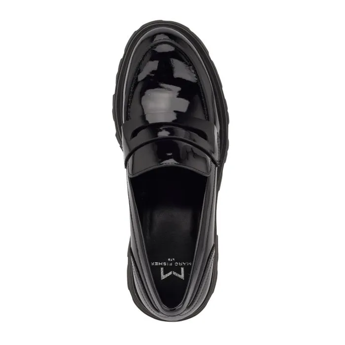 Marc Fisher Loafers and Flats Women Latika Lug Sole Loafer Black Patent