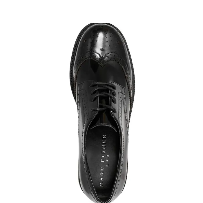 Marc Fisher Loafers and Flats Women Perrie LaceUp Oxford Black Leather