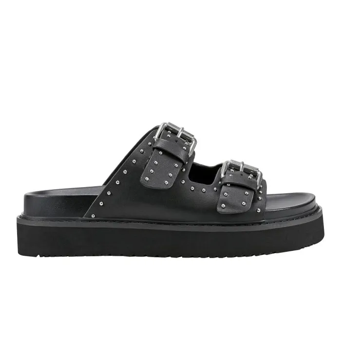 Marc Fisher Mules and Slides Women Agusta Studded Slide Sandal Black Leather