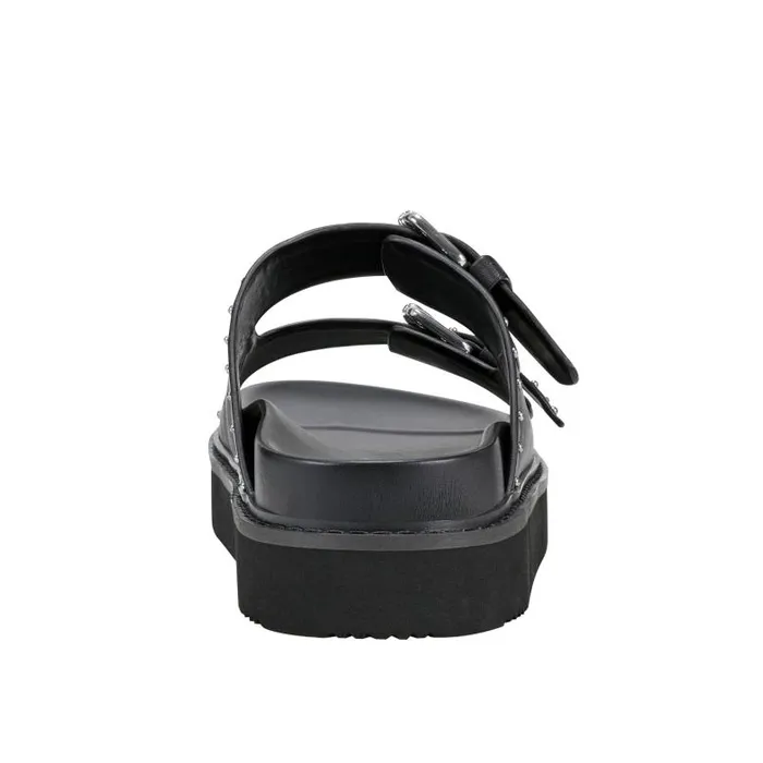 Marc Fisher Mules and Slides Women Agusta Studded Slide Sandal Black Leather