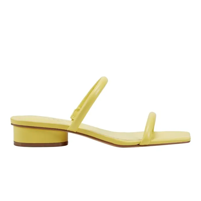 Marc Fisher Mules and Slides Women Raelyn Heeled Slide Sandal Yellow Leather