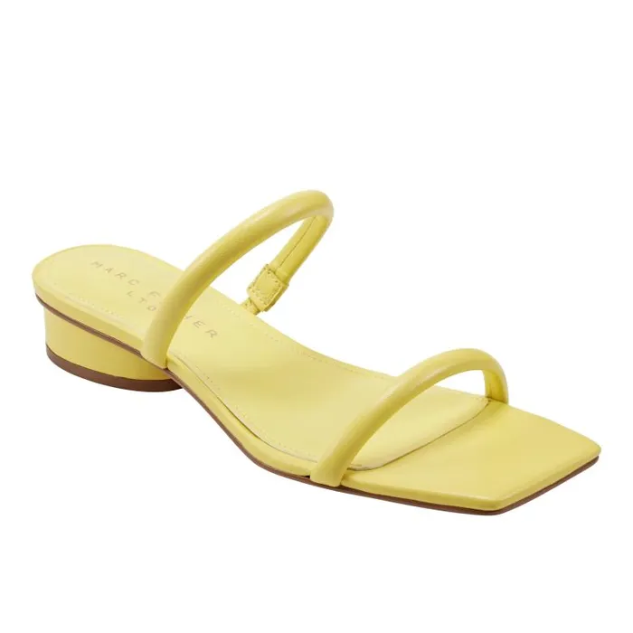 Marc Fisher Mules and Slides Women Raelyn Heeled Slide Sandal Yellow Leather