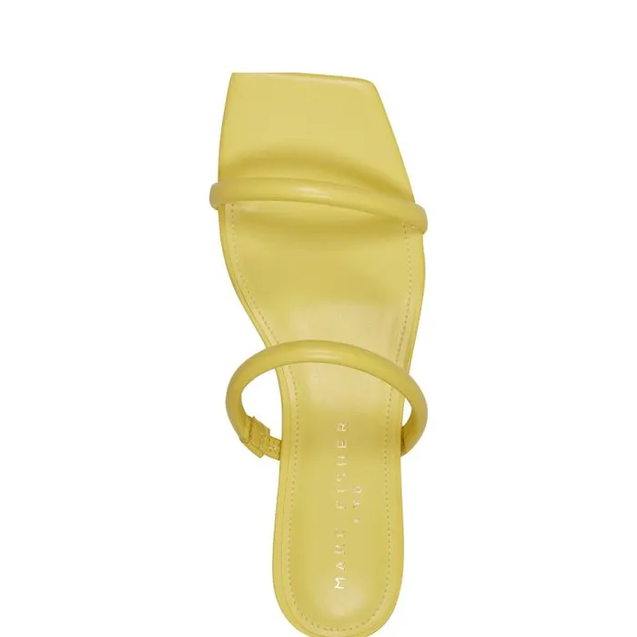 Marc Fisher Mules and Slides Women Raelyn Heeled Slide Sandal Yellow Leather