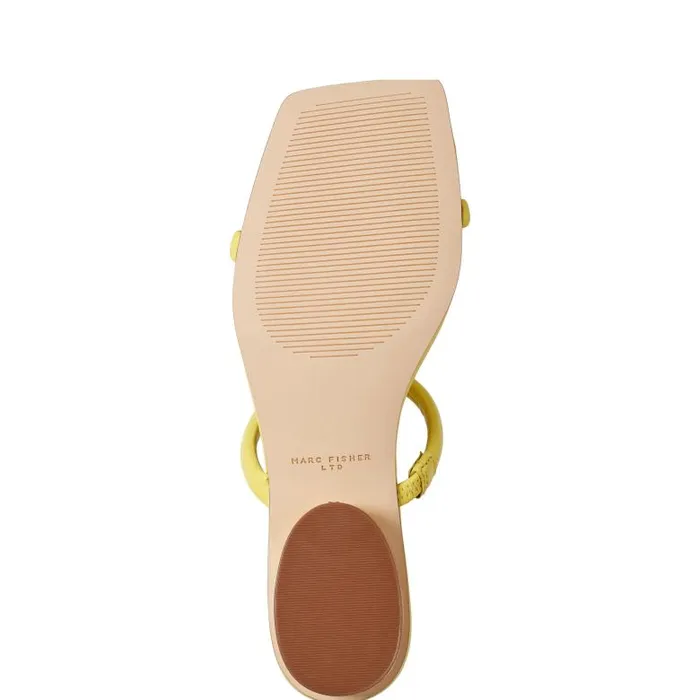 Marc Fisher Mules and Slides Women Raelyn Heeled Slide Sandal Yellow Leather