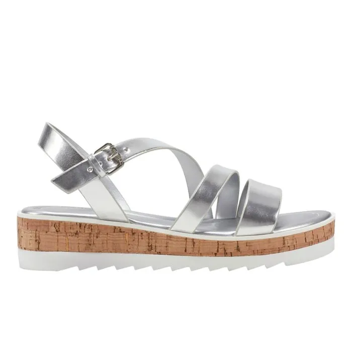 Marc Fisher Sandals Women Goget Strappy Casual Sandal Silver