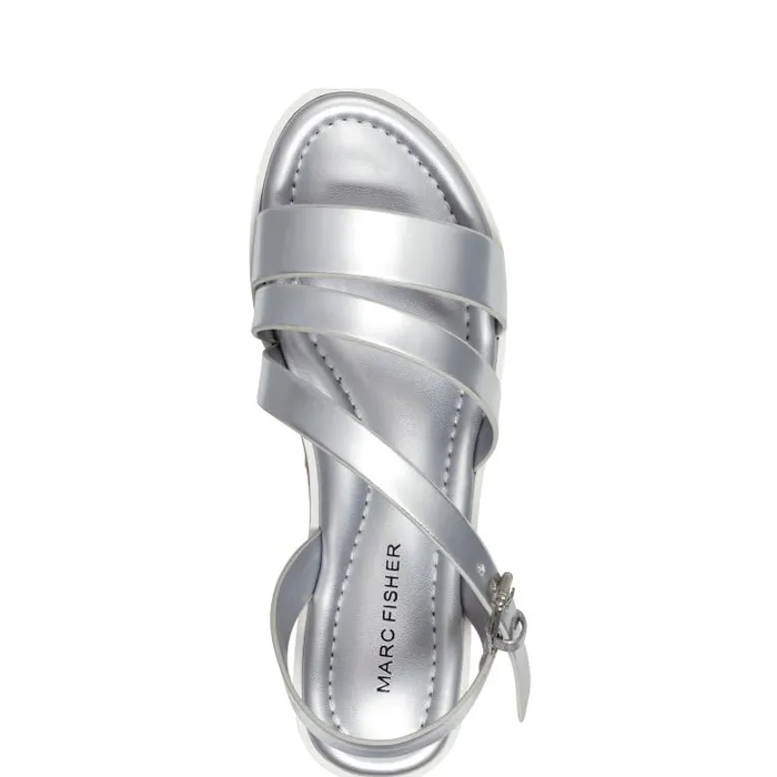 Marc Fisher Sandals Women Goget Strappy Casual Sandal Silver