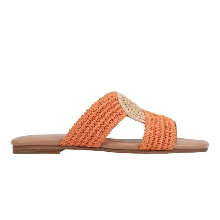 Marc Fisher Sandals Women Navie Flat Sandal Orange Raffia