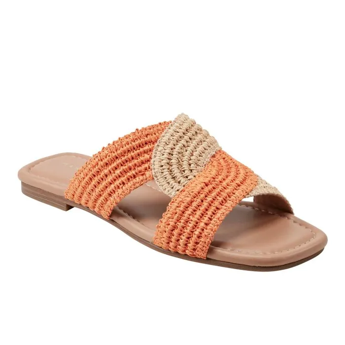 Marc Fisher Sandals Women Navie Flat Sandal Orange Raffia