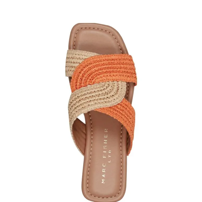 Marc Fisher Sandals Women Navie Flat Sandal Orange Raffia