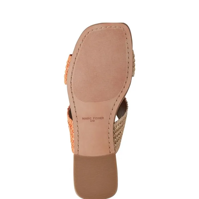 Marc Fisher Sandals Women Navie Flat Sandal Orange Raffia