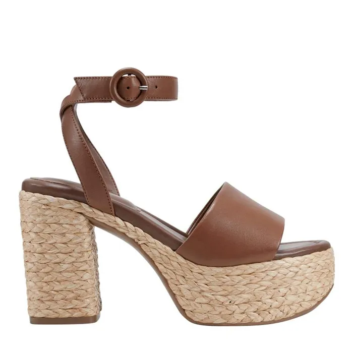 Marc Fisher Sandals Women Palyca Platform Espadrille Sandal Brown Leather