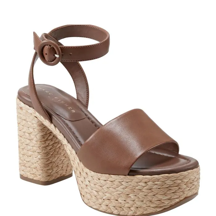 Marc Fisher Sandals Women Palyca Platform Espadrille Sandal Brown Leather