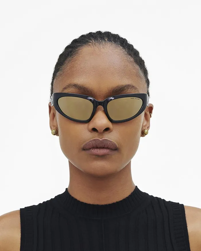 Marc Jacobs Sunglasses The Bold Logo Wrapped Mirrored Sunglasses Black 8211 Women