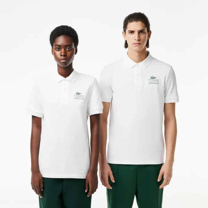 Matching Sets MenWomen Lacoste Unisex Signature Print Stretch Piqu Polo White 001 Matching Sets MenWomen Lacoste Unisex Signature Print Stretch Piqu Polo White 001