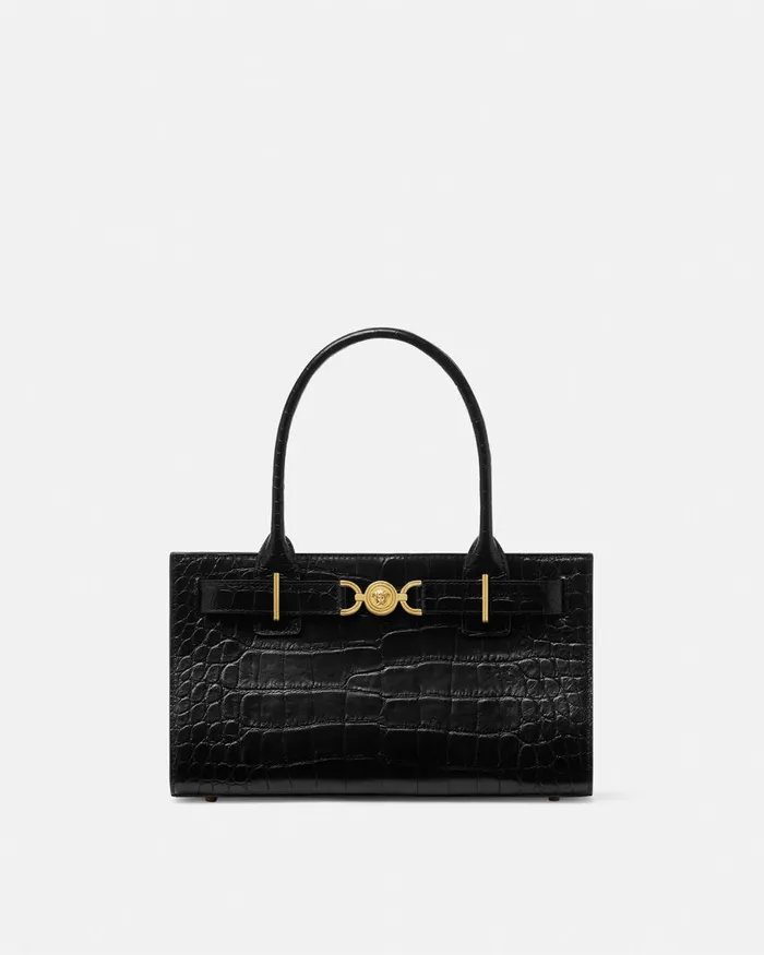Medusa 03995 Women Versace CrocEffect Medusa 03995 Tote Bag Blackgold