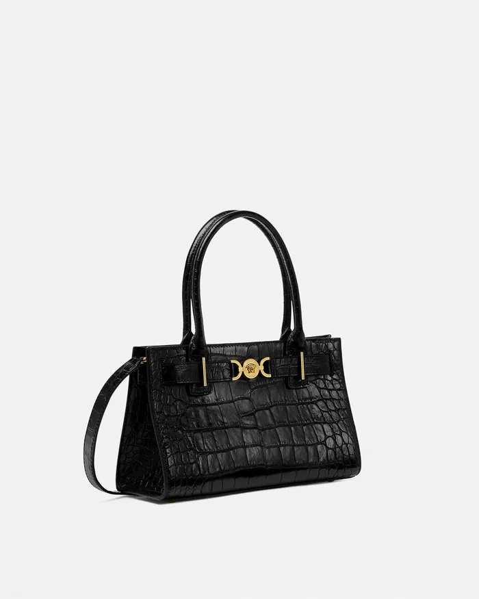Medusa 03995 Women Versace CrocEffect Medusa 03995 Tote Bag Blackgold