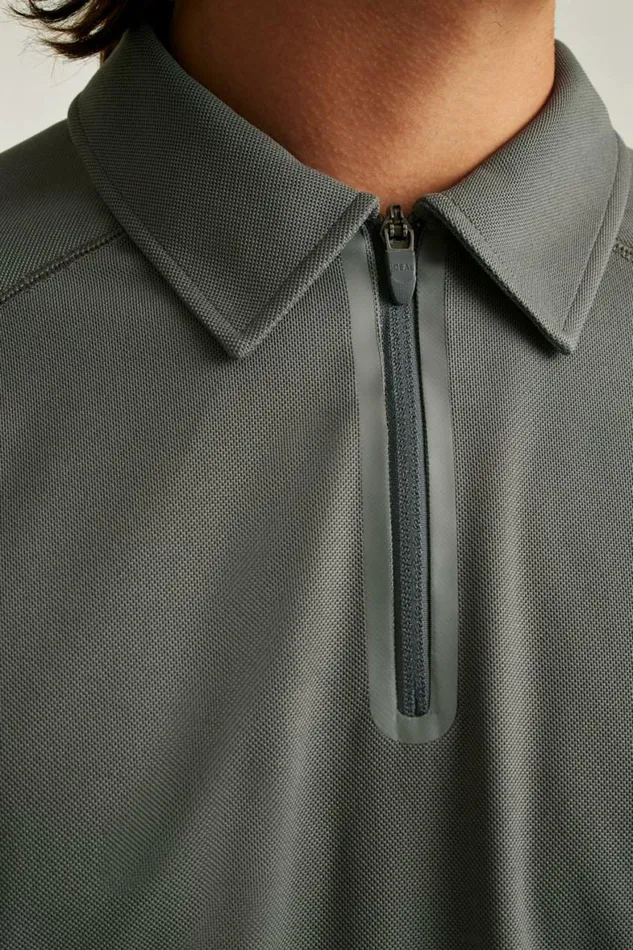 Men All Day Long Sleeve Zip Polo Lava Smoke Bonobos Polos