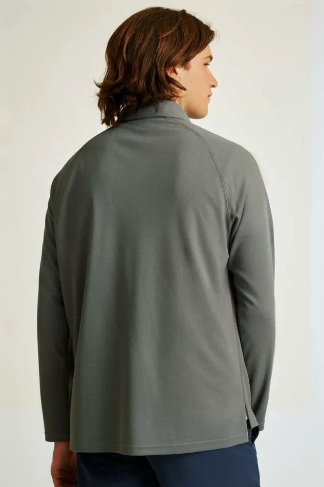 Men All Day Long Sleeve Zip Polo Lava Smoke Bonobos Polos