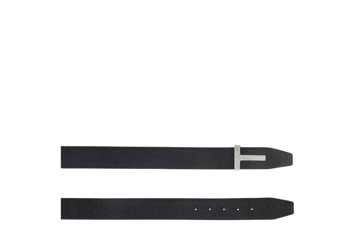 Men Belts Tom Ford Grain Leather Textured Buckle T Belt Men Belts Tom Ford Grain Leather Textured Buckle T Belt