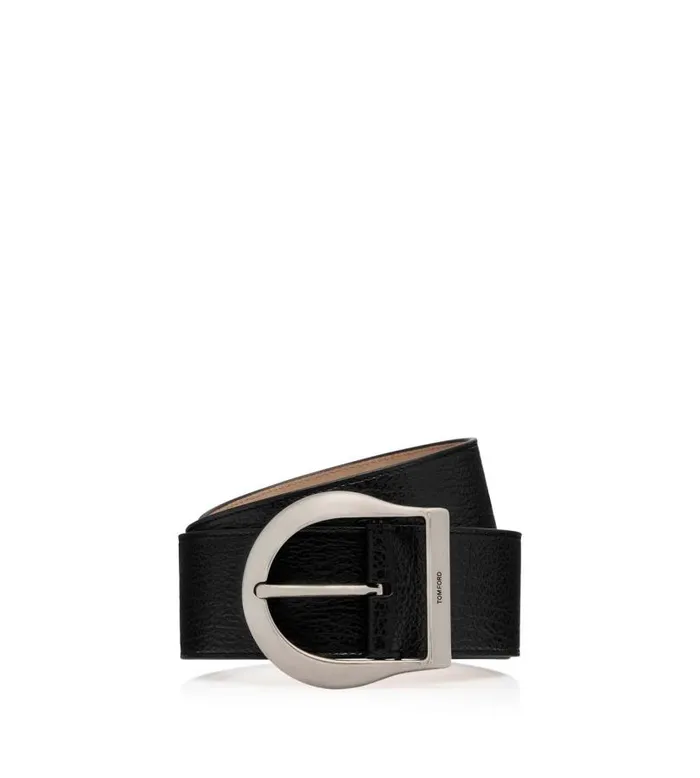 Men Belts Tom Ford Grain Leather Western Jeans Belt Black