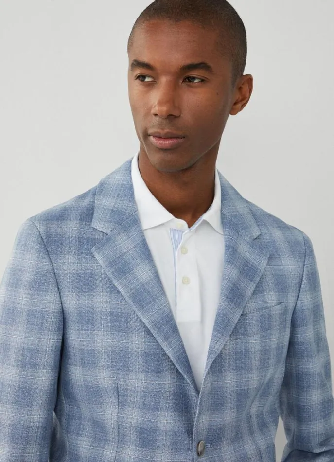 Men Blazers Hackett London Check Blazer Sky Blue