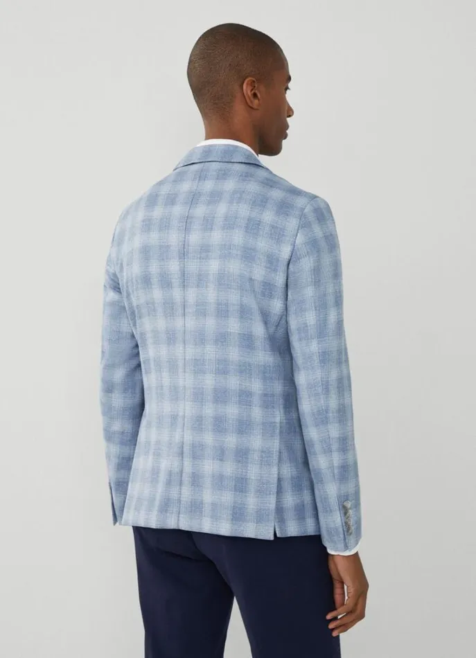 Men Blazers Hackett London Check Blazer Sky Blue