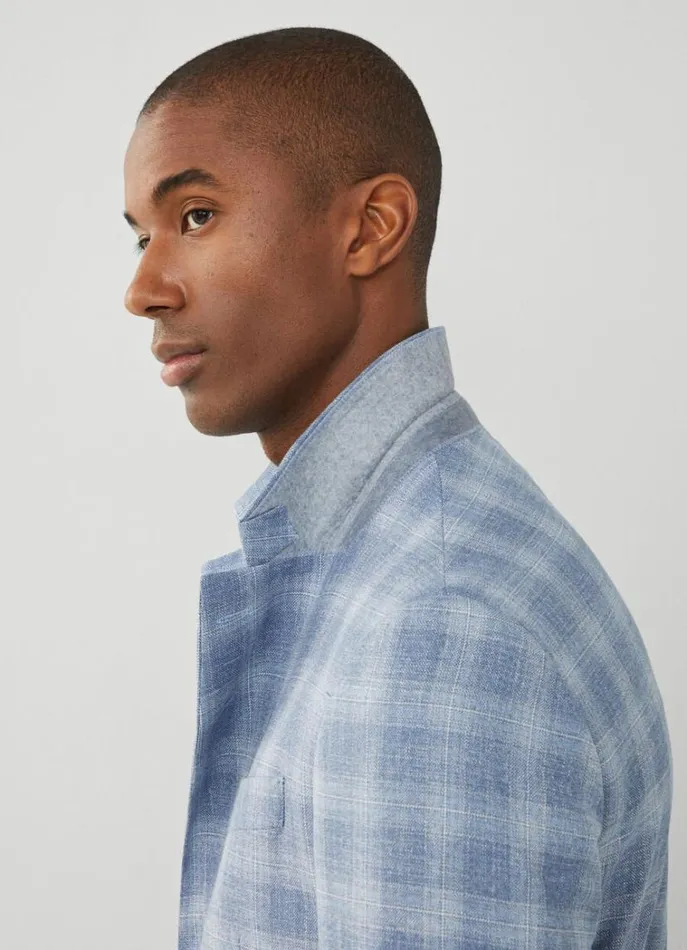 Men Blazers Hackett London Check Blazer Sky Blue